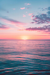 Serene beauty of a minimalist sunset, with a gradient of warm colors filling the sky above a tranquil horizon.