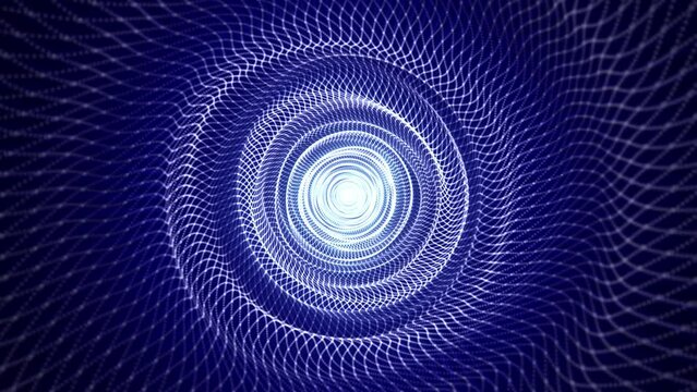 Seamless loop animation of abstract blue tunnel made of moving waves of energy. Futuristic background for internet, digital technology, science fiction, computer connections and vj show. 4k , 60 fps