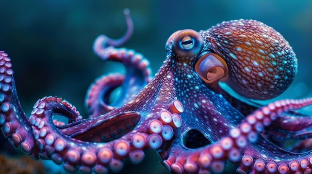 Award-winning octopus image with vivid colors and intricate tentacles captures ocean's mystery AI Generative.