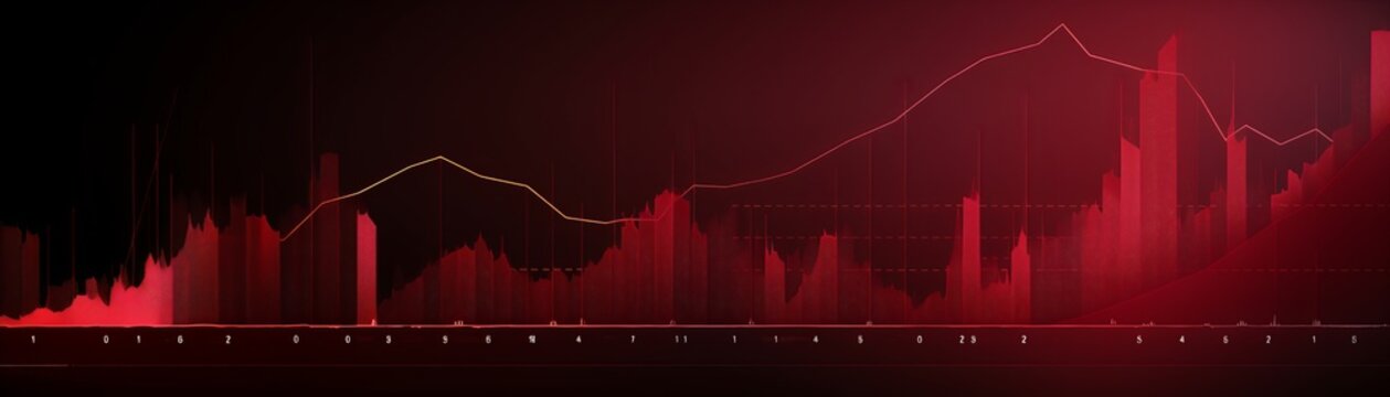 A stark graphic of a declining graph against a dark red background, illustrating the negative impact and oppressive feeling of accumulating debt