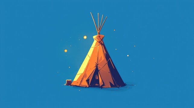 Illustration of a teepee icon standing alone in 2d format