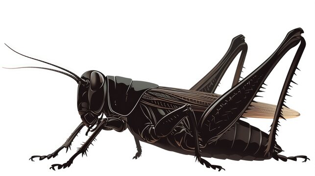 2d illustration of a cricket insect silhouette set against a white background