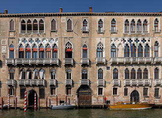 the Giustinian palace  at Grand canal in the Dorsoduro district of Venice, Italy. - obrazy, fototapety, plakaty