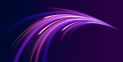 Electric car and city concept Hitech communication concept innovation background. Expressway, car headlight effect. Speed connection vector background. 