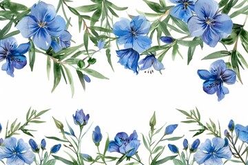 Fototapeta na wymiar watercolor of rosemary flowers frame,botanical border, organic shape decorated,intricate detailed,white background. ai generated