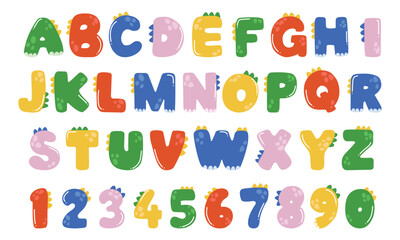 Cute alphabet dino font set