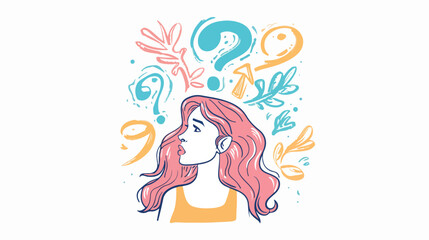 Obraz na płótnie Canvas Question brainstorm thinking concept of dream woman.