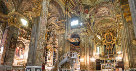 Interior of the basilica of San Biagio in Gothic style