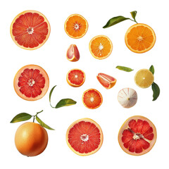 Collection of grape fruit transparent background