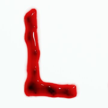 3d render of isolated blood or red wine alphabet letters top view.