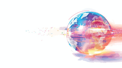 Raster linear globe with blur effect vector illustration