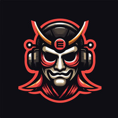 vector illustration esport logo of japanese mask 