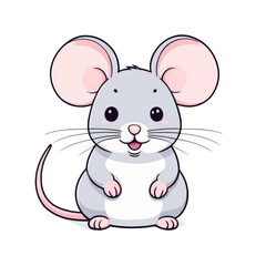 Cute mouse cute kawaii style illustration, isolated clipart, animal, domestic pet
