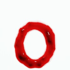 3d render of isolated blood or red wine alphabet letters top view.
