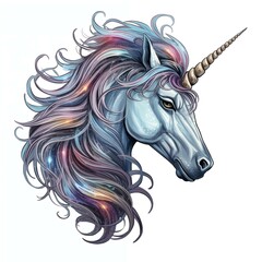 Obraz na płótnie Canvas Headshot Illustration of a Unicorn on a White Background