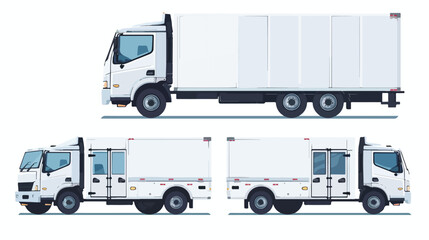 Refrigerated truck. Side and front view. Vector flat