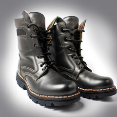 black leather steel toed boots