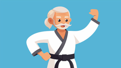 A senior citizen proudly displaying their black belt in a martial arts discipline proving that age is never a barrier to achieving personal