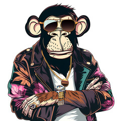 Streetwear monkey T-shirt illustration, blending urban style with playful charm