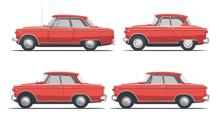 Retro red car vintage isolated. Side background and front Vector
