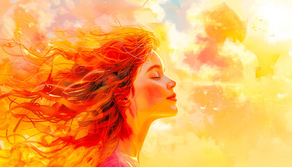 Illustrated Children’s Book Cover with Girl Looking at Sunset
