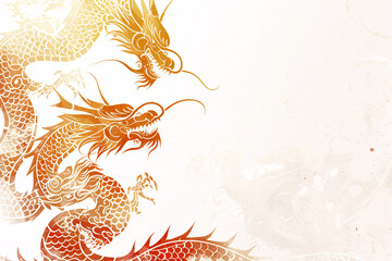 Two intertwined dragons on an abstract artistic background chinese mythology