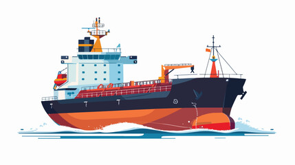 Roro carrier ship isolated. Vector flat style illustration - obrazy, fototapety, plakaty