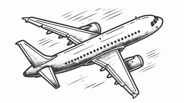 Plane Vector Icon Minimal Line Art With No White Back