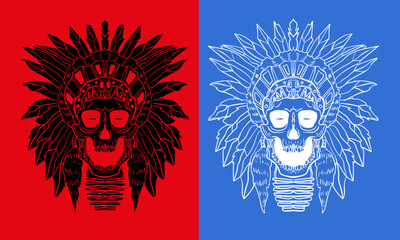 American indian skull face illustration
