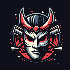 vector illustration esport logo of japanese mask 