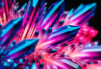 Beautiful bright lucent colorful crystals, close-up abstract background