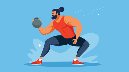 A fighter performs squat cleans with a kettlebell building leg strength and explosiveness to exee powerful takedowns.