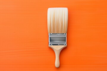 Paintbrush on an empty orange background, with copy space for photo text or product, blank empty copyspace