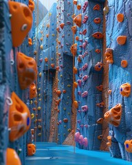 Detail the thrill of climbing walls and ropes at a childrens club, building confidence and strength