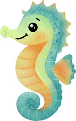seahorse sea animal watercolor