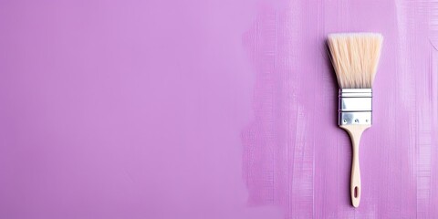 Paintbrush on an empty purple background, with copy space for photo text or product, blank empty copyspace symbolizing the idea