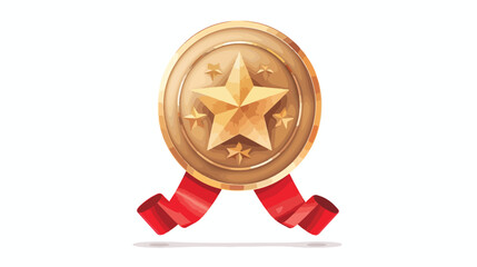 3D quality guarantee vector medal with star and ribbo