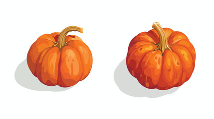 Pumpkin isometric left top view 3D icon Hand drawn 