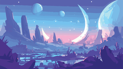 Fantastic alien planet horizontal banners landscape