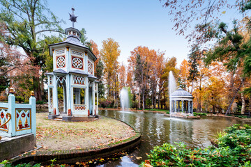 Fall in The Chinese Pond. The Prince Garden. Aranjuez. Madrid. Spain. Europe.
