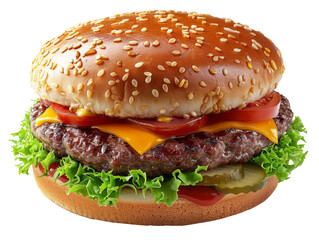 Juicy hamburger on a transparent background
