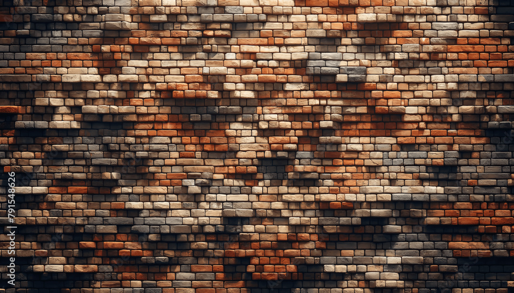 Poster an abstract background that mimics the texture and pattern of an aged brick wall. the wall have a wi