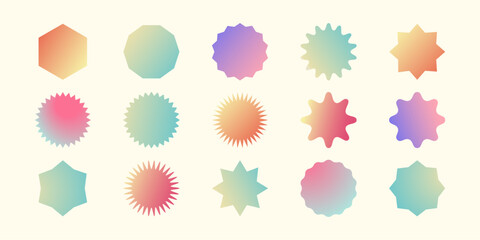 Retro gradient shapes on the white background. Geometric elements