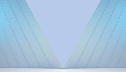 Modern metallic silver geometric triangular pink and blue ceramic backsplash 3D pedestal platform stage