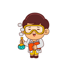 cute scientist boy cartoon character