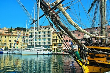 Italy-view on port in town Portoferraio on the island of Elba