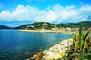 Italy-outlook on town Porto Azzurro on the island of Elba