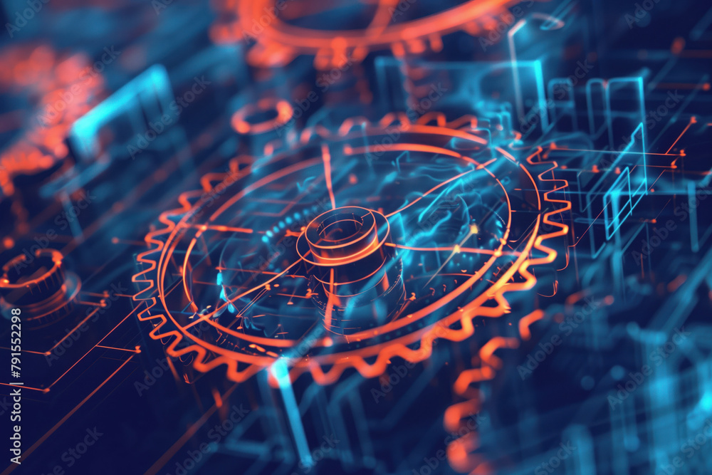 Poster digital transformation and system engineering. hi-tech futuristic background. created with generativ