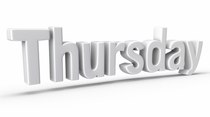 Thursday Typography Against White Background - Day-Specific Signage, Office Decor, Time Tracking - Workspace Supplies, Productivity Apps