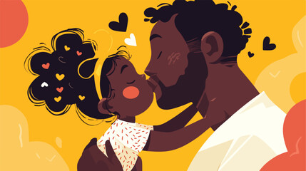 Fathers Day. Cute little black african american dau - obrazy, fototapety, plakaty